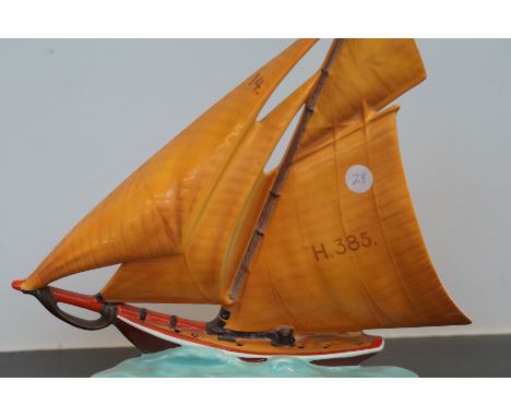 Czechoslovakian Ceramic art deco sailing boat 30cm high 