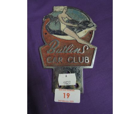 A vintage motor car engine badge for Butlins 