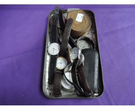 Five assorted wrist watches, a gold plated hunter pocket watch, base metal pocket watch, cufflinks etc