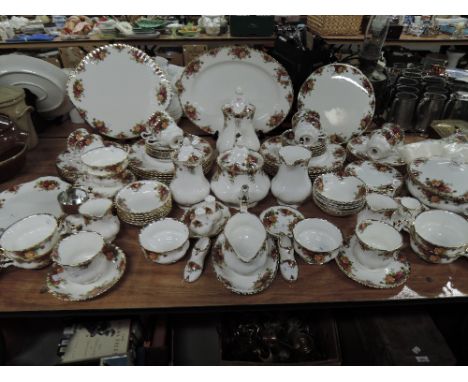 A vast dinner and tea service by Royal Albert in the Old Country Roses design some light wear to gilding on few pieces very l