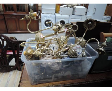 A selection of brass ceiling light fittings