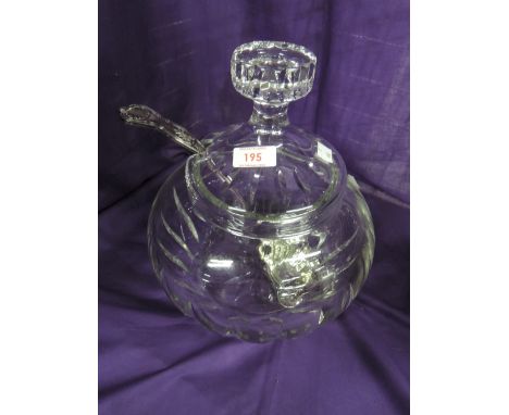 a clear crystal glass punch bowl and ladle set