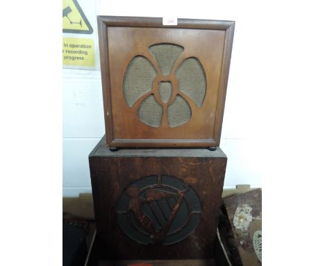 Two art deco design speaker cabinets