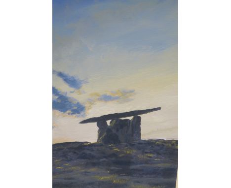 JIM HALLIGAN Low light at Poulnabrone Dolmen, Co ClareSigned lower leftSigned and titled versoOil on canvas41cms x 30cms