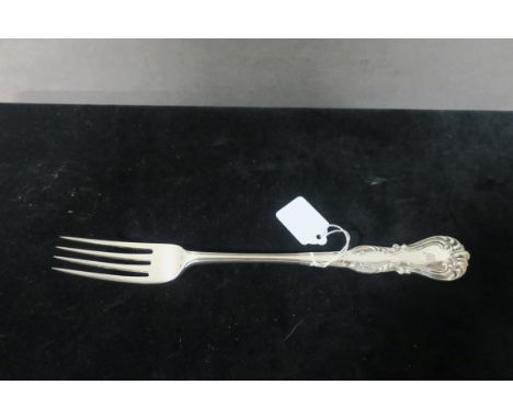 A LARGE SILVER SERVING FORK, London 1851 with makers mark for George Adams 30cms long 5 Troy Ozs