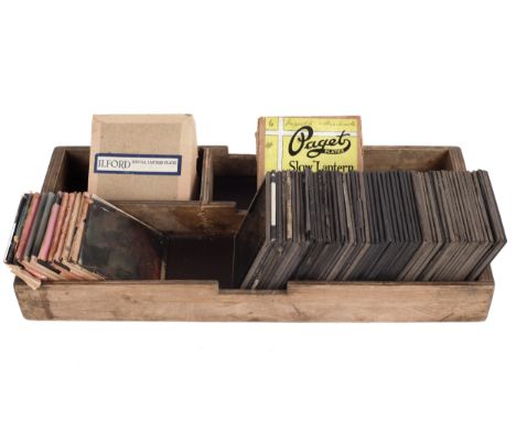 An assortment of magic lantern slides, depicting various scenes 