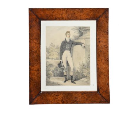 HENRY EDRIDGE (BRITISH, 1769-1821)PORTRAIT OF SIR WILLIAM HARBORD IN A PICTURESQUE LANDSCAPEPencil and wash on buff paperSign