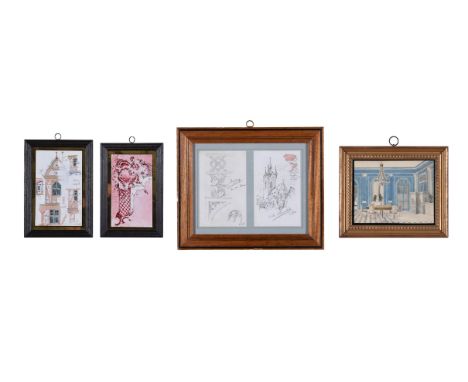 GERMAN SCHOOL (CIRCA 1900)ARCHITECTURAL STUDIESWatercolour with pencil18 x 11cm (7 x 4¼ in.) (4)Together with three other wor