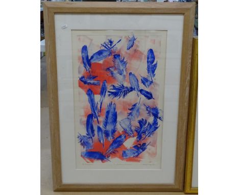 Lithograph "falling feathers", 62cm x 37cm, by Neil Drury