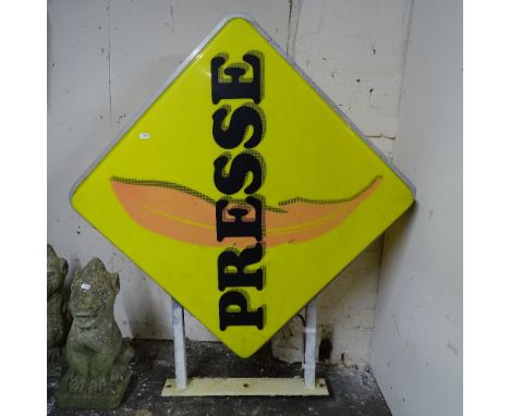 A Vintage French illuminating sign "Presse", W110cm 