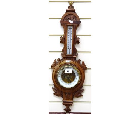 A small mahogany-cased barometer/thermometer, height 64cm 