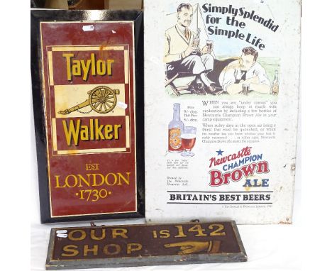 Various Vintage advertising signs, including enamel Taylor &amp; Walker, height 54cm (3) 