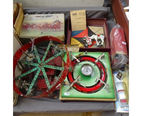 Various Vintage horse racing games, including Escalado, and a Meccano carousel 