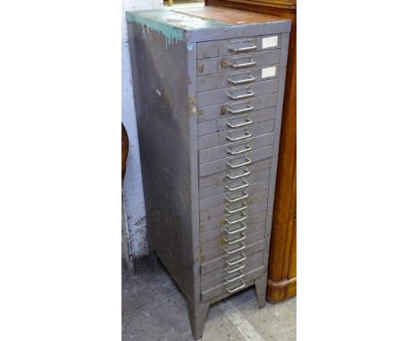 A Vintage 21-drawer metal filing cabinet, W29cm 