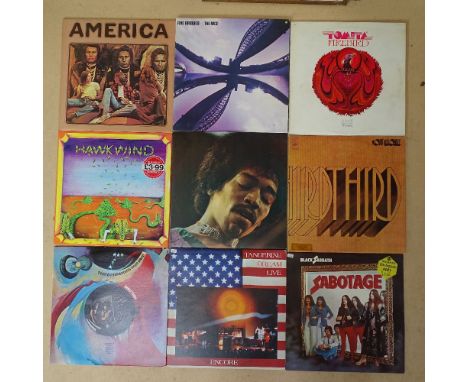 Various vinyl LP records, including Tontos Expanding Band, Soft Machine, Jimi Hendrix &amp; The Mothers 
