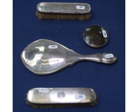 2 silver-backed dressing table brushes, and a silver-backed dressing table mirror etc 