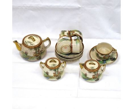 A Vintage Satsuma tea set with painted and gilded decoration 