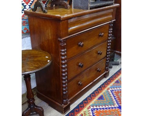 A Victorian mahogany Scottish chest, with 4 long drawers, and split-turned bobbin pilasters, W108cm, H110cm 