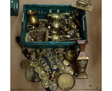 A large quantity of various brass, including horse brasses, Aesthetic teapot, letter racks etc 