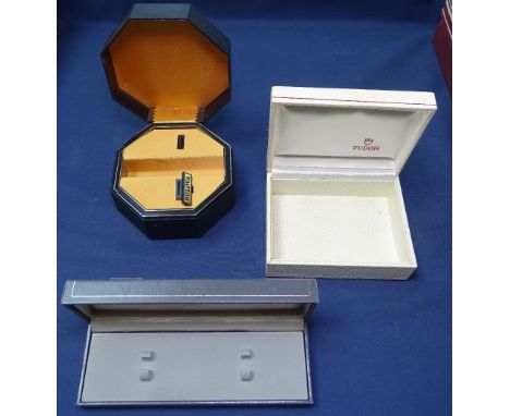 A Vintage Bulova watch box, a Vintage Tudor watch box, and a Dunhill pen box 