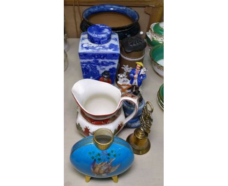 Doulton jardiniere, moonflask, Ringtons tea caddy etc 