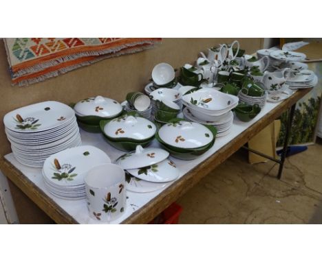 An extensive Mid-Winter tea dinner and coffee service in Riverside pattern, with design of bulrushes and foliage, including t