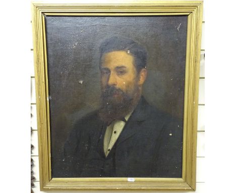 Oil on canvas, portrait of a gentleman, 58cm x 48cm, gilt-frame 