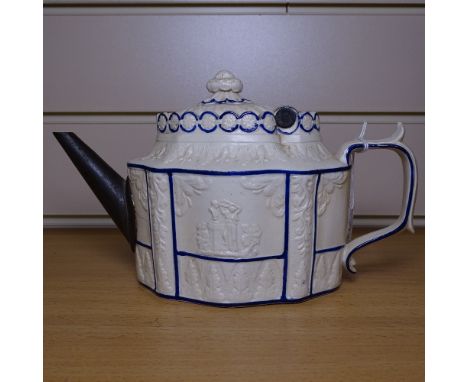 A George III Castleford Feldspathic teapot &amp; cover, impressed 22 to the base 