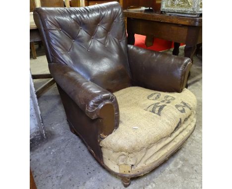 A Vintage brown leather upholstered Club chair 