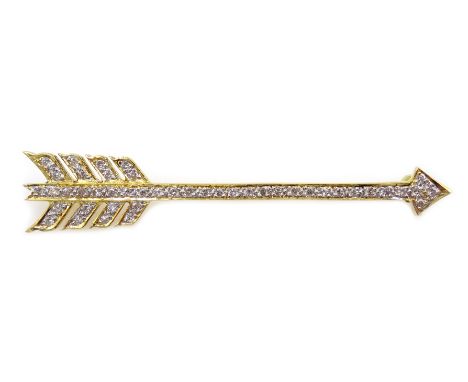Diamond set gold arrow brooch, hallmarked 18ct Condition Report Approx 3.6gm, length = 5cm Click here for further images, con