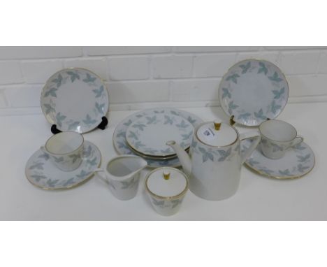 A Seltmann Weiden 'Monika' patterned tea set comprising six cups, six saucers, six side plates, teapot, cream jug, sugar bowl