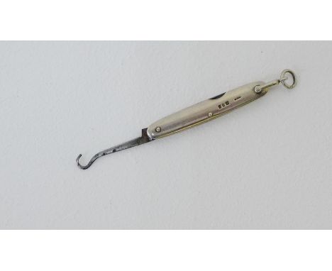 Victorian Sampson  Mordan & Co silver button hook / pen knife, London 1893, 