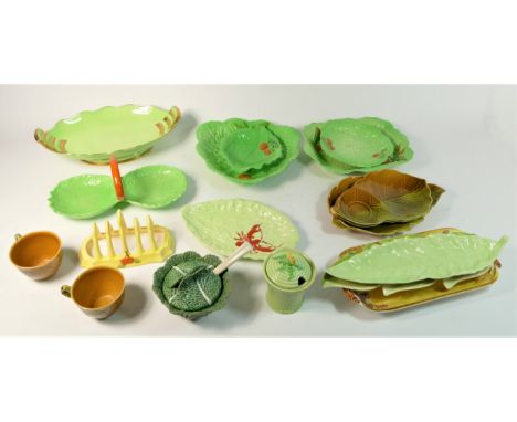 A collection of 1950s Carltonware ceramics, to include leaf dishes, sugar pot &amp; cover, lobster dish, toast rack, fruit bo