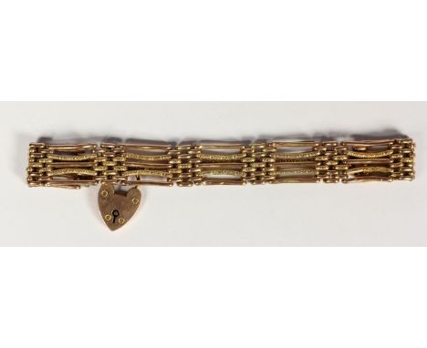 An Edwardian 9ct rose gold night and day 5 bar gate bracelet,12.6gm 