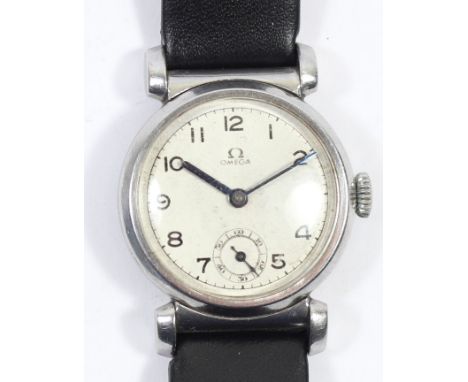 Omega, a gentleman's stainless steel manual wind wristwatch, circa 1935, case number 9,531,853, movement, 8,819,551, the silv