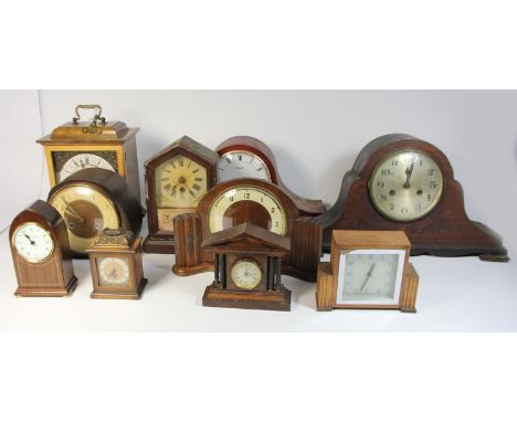 A collection of mid 20th Century and later mantle &amp; wall clocks, to include a President 30 day wall clock and oak cased m