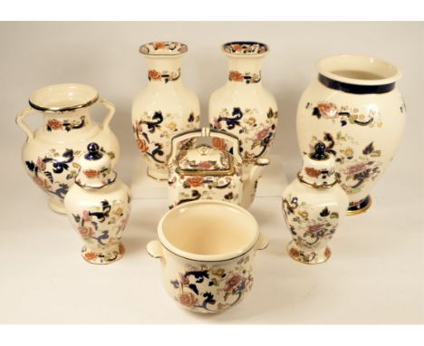 A collection of Mason's ironstone ceramics, to include a calliope Ltd edition vase, two pairs of Mandalay vases, teapot and o