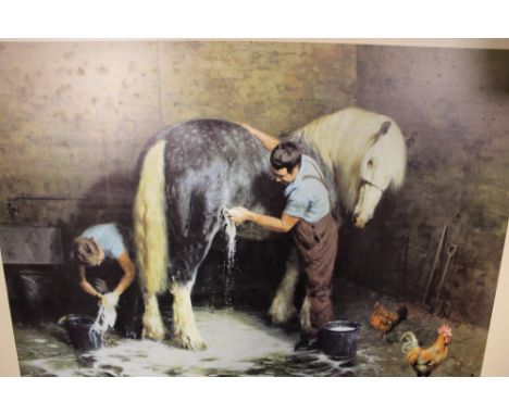 AN UNFRAMED SIGNED LIMITED EDITION DAVID SHEPHERD PRINT ENTITLED SHAMPOO TIME 340/850 