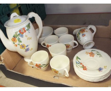 A NEW HALL FLORAL COFFEE SET