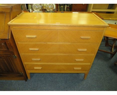 A VINTAGE OAK UTILITY STYLE FOUR DRAWER CHEST, W 92 CM