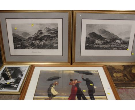 FIVE ASSORTED PRINTS TO INCLUDE A JACK VETTRIANO PRINT, FEMALE NUDE ETC. 