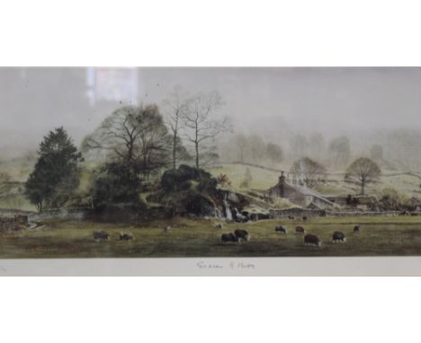 A SIGNED LIMITED EDITION ALAN INGHAM PRINT 'SEASON OF MISTS', TOGETHER WITH A SIGNED ARTISTS PROOF PRINT OF A STREET SCENE (2