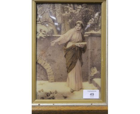 THREE VINTAGE CRYSTOLEUM STYLE PICTURES OF LADIES TO INCLUDE A GILT FRAMED EXAMPLE 