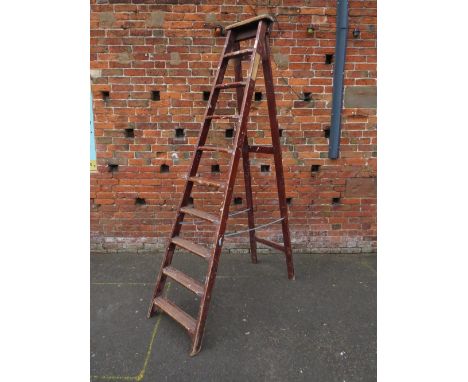 A LARGE VINTAGE SET OF WOODEN STEPS, H 246 CM