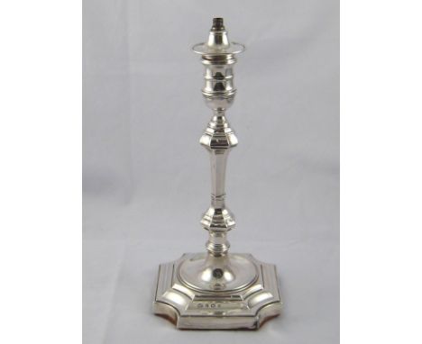 A silver table lamp in the shape of an early Georgian candlestick, Elkington & Co. Birmingham, 1909. ht. 28cm
