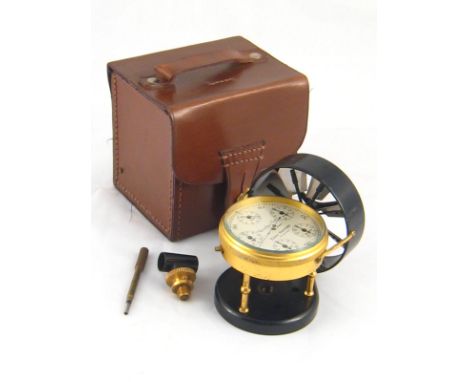 A portable Short and Mason anemometer, by Halden & Co. Manchester, complete with chart, mount and setting lever in fitted vel