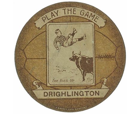 BAINES, ball-shaped football card, Play the Game Drighlington, light brown background, G