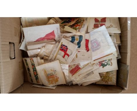 SILKS, selection, inc. Morris English Flowers; Phillips, Ceramic Art, Flags, Town Arms, Wix Flags etc., many lacking backs, s