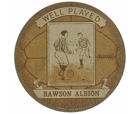 BAINES, ball-shaped football card, Well Played Rawson Albion, light brown background, VG