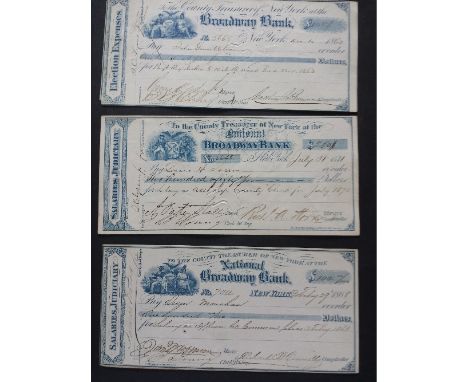 U.S.A., signed cheques etc., inc. Mayors of New York (3), George Opdyke, Abraham Oakey Hall & John Hoffman; military (3), Geo